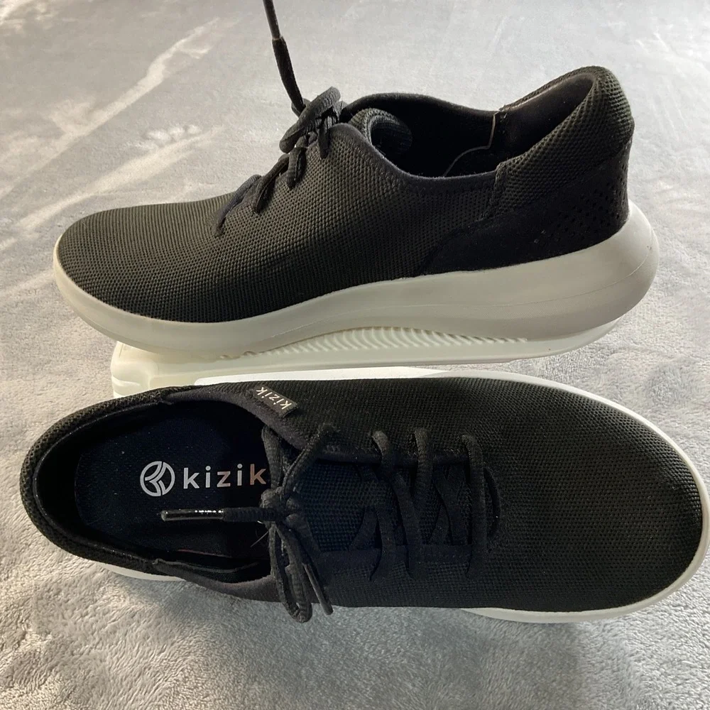 Kizik Madrid Eco Knit Black‎ White Hands Free Slip On Sneakers Mens 8 Womens 9.5